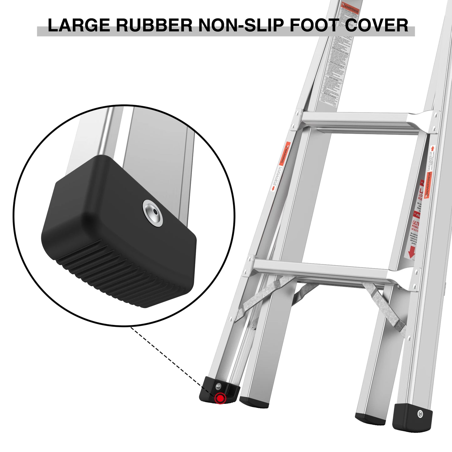 Comparable Durable Foot Foot pads Frame Knob locking Ladder Non Non slip Push 17ft Multi-Position Foldable Aluminum Ladder, A-Fr