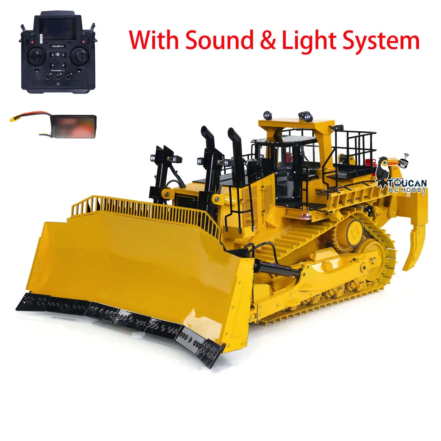 1/14 Scale Metal Hydraulic RC Bulldozer D11T RTR Remote Control Construction Vehicle with Realistic Functions for Adults
