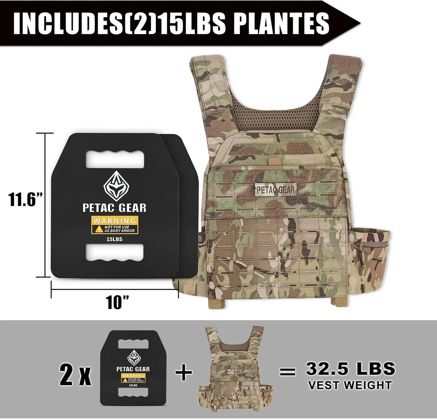 Tactical Weights Plates For Weighted Vest For Men Workout,5/10/15/20 LBS Weight Strength Training Vests Equipment Workout Gear