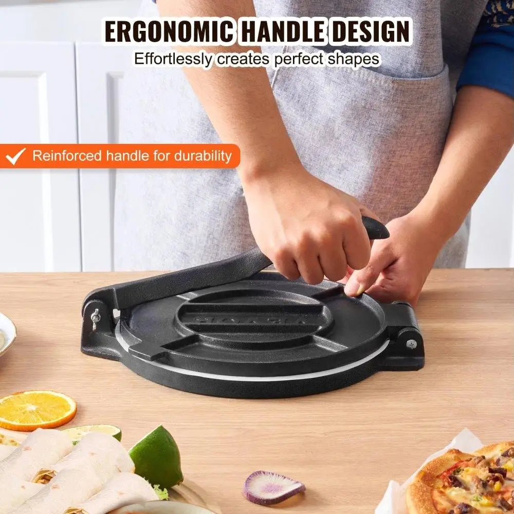 Heavy Duty Cast Iron Tortilla Press 8 Inch Dough Maker for flour Tortillas with Parchment Paper