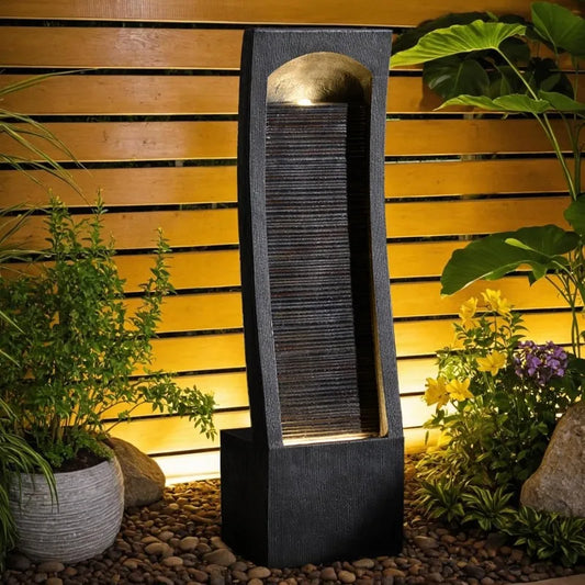 42.3" H Water Feature Outdoor Faux Slate Contemporary Waterfall Fountain Indoor for Garden, Backyard, Deck,