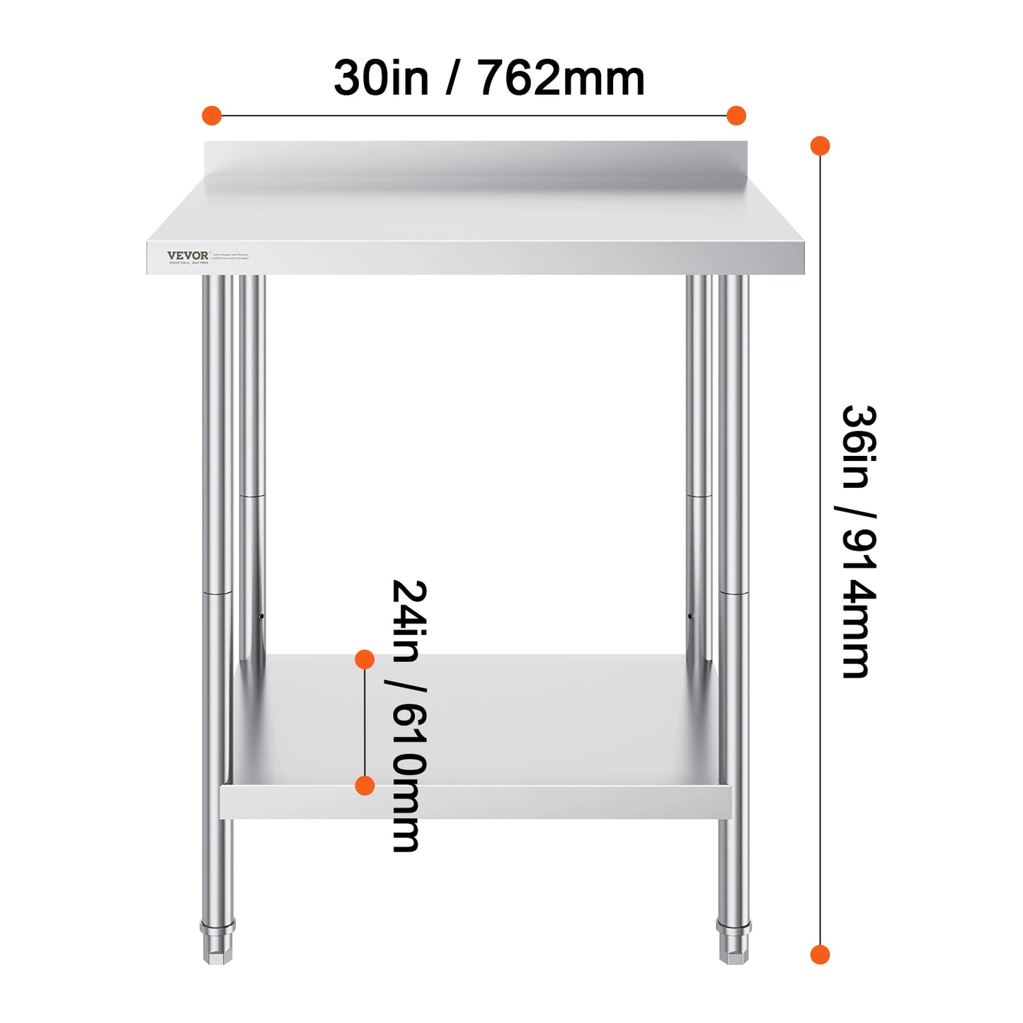 SucceBuy Stainless Steel Work Table Commercial Heavy Duty Food Prep Worktable with Adjustable Height for Restaurant Home