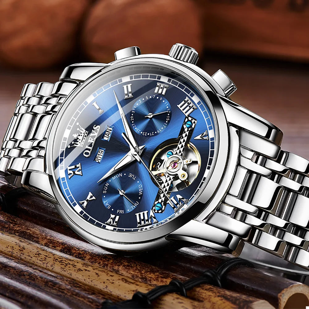 OLEVS Men's Automatic Mechanical Watch Waterproof Skeleton