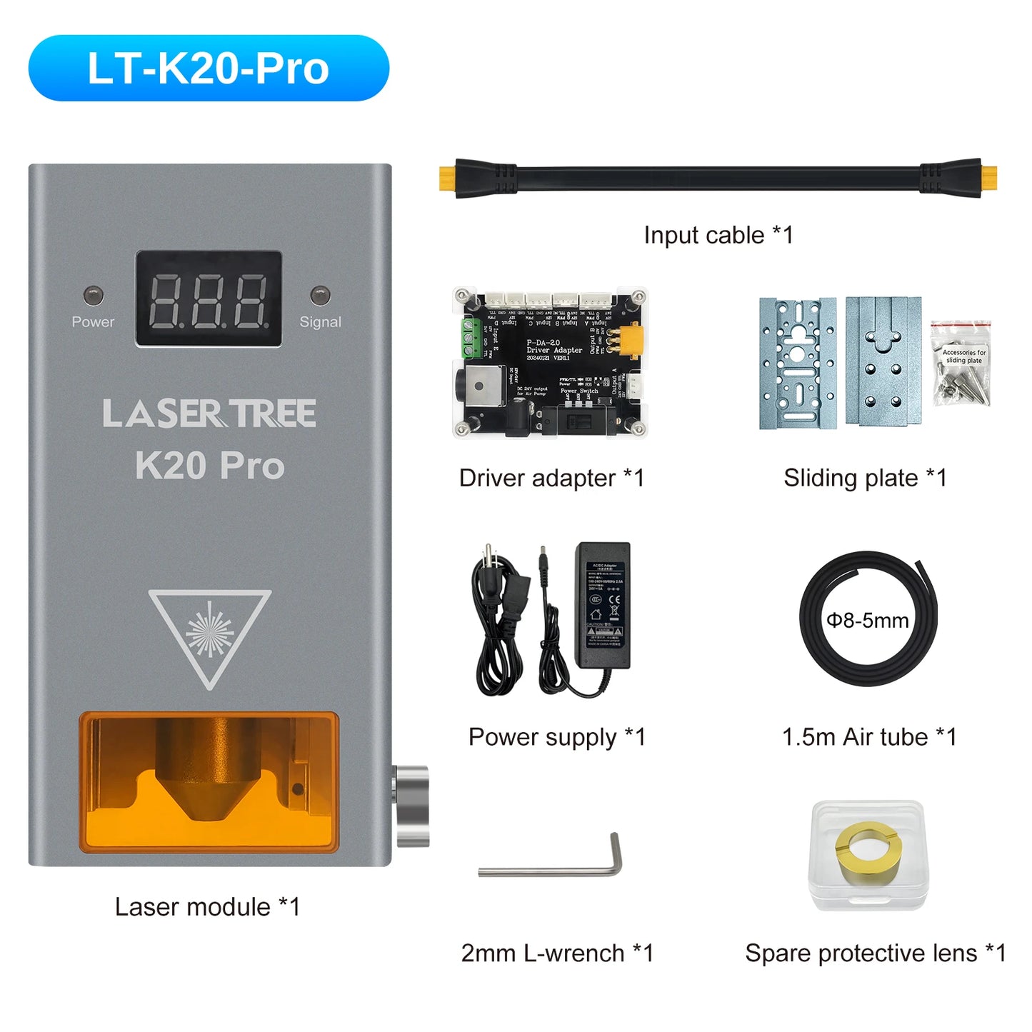 LASER TREE 20W Optical Power Laser Module with Air Assist Nozzle Diode Laser Head for CNC Engraving Cutting Machine DIY Tools