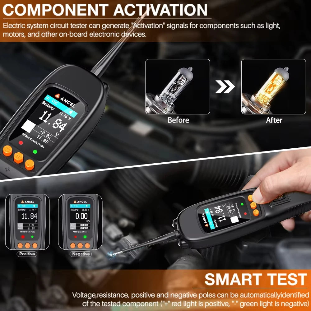 ANCEL PB500 Automotive Probe Tools 12V/24V Power Probe Circuit Kit Electrical Integrated Auto Battery System Diagnostic Tester