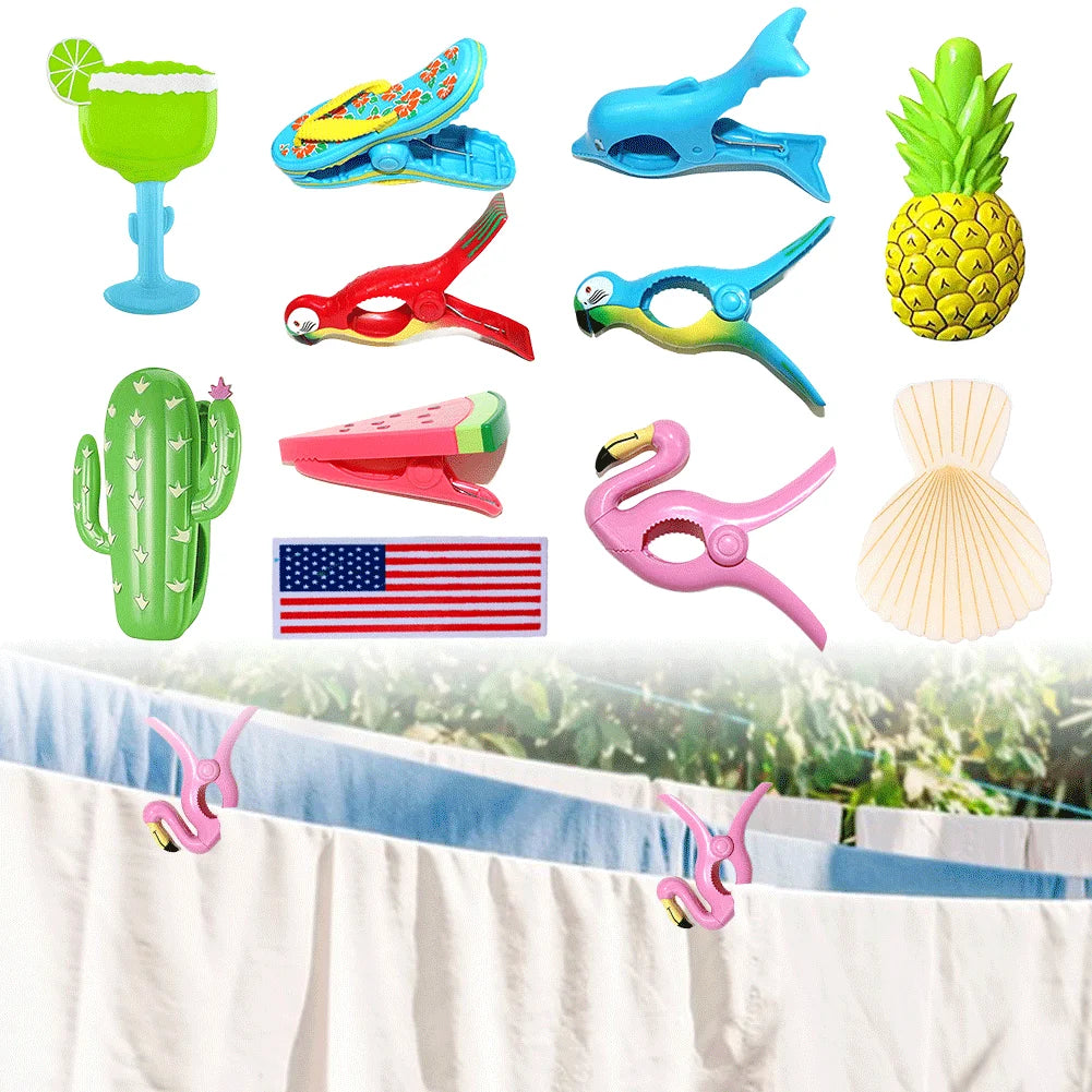 Cute Plastic Beach Towels Clips Animal Decorative Clothes Pegs Pins Plastic Animal Towel Wind Clips for Sunbeds Sun Lounger