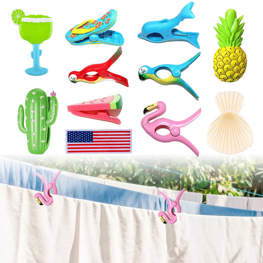 Cute Plastic Beach Towels Clips Animal Decorative Clothes Pegs Pins Plastic Animal Towel Wind Clips for Sunbeds Sun Lounger