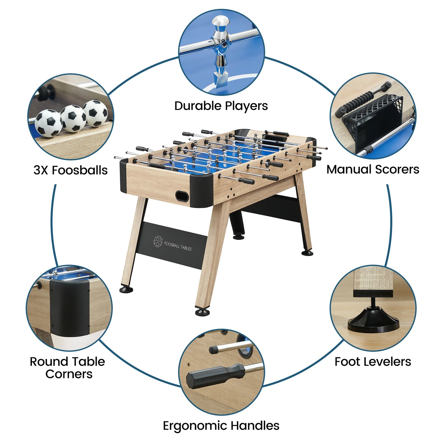 53.5 Inch Competition Sized Foosball Table Game Table Foosball Table Adult Size Arcade Table Soccer with 3 Balls Easy Assembly