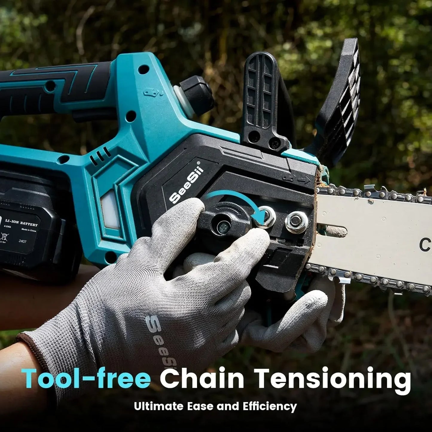 SeeSii-M12 Cordless Chainsaw 12-inch CH1200+ HandHeld Brushless Electric Chain Saw For Makita Battery 2*5.0Ah Pruning Power Tool