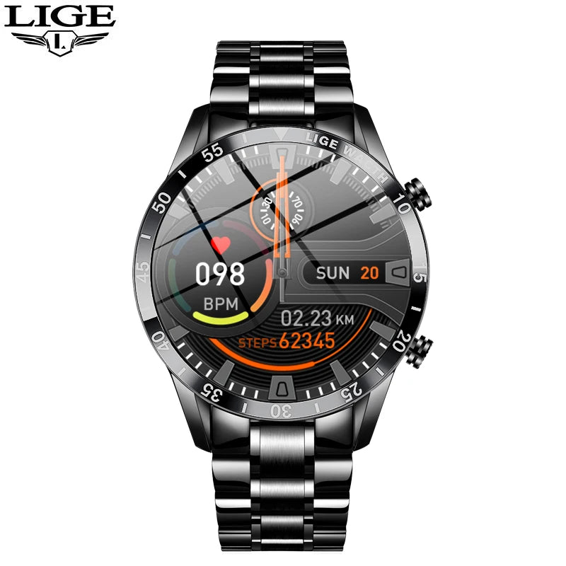 LIGE Full Circle Touch Screen Men Smartwatch Bluetooth