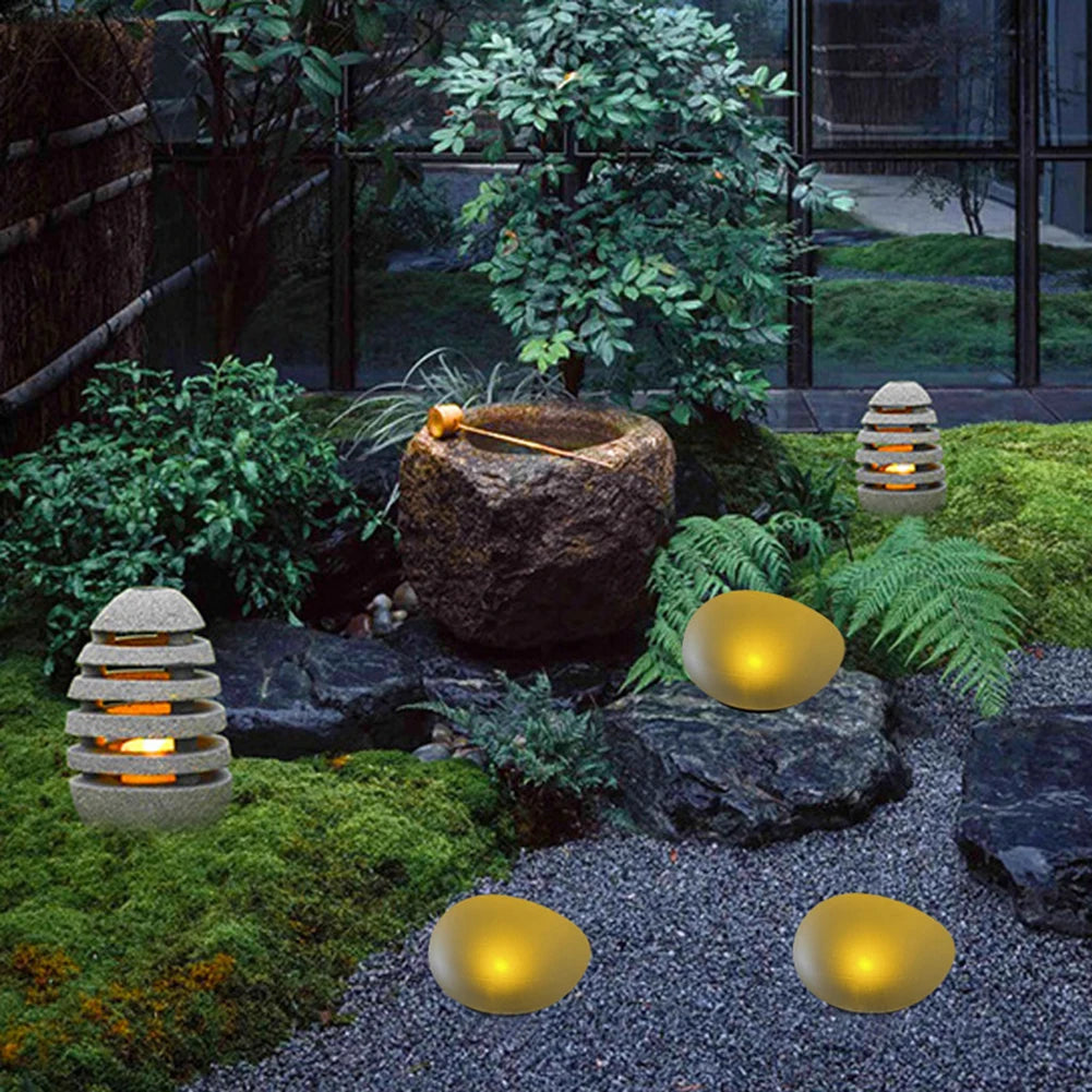 Glow Cobble Stone IP55 Waterproof Solar Pebble Lamp 600mAh Garden Lawn Light Last Up To 8H Solar Cobble Stone Lamp for Yard Lawn