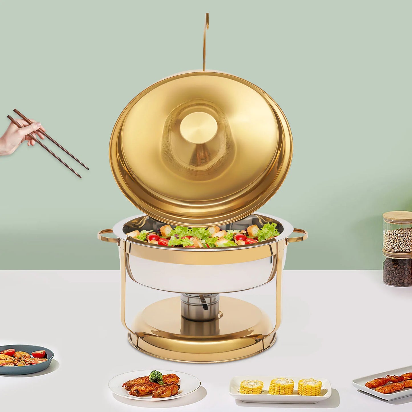 Bymaocar 9L Chafing Dish Buffet Set Stainless Steel with Top Lid Buffet Servers and Warmers for party restaurants,hotels,schools