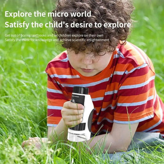 Kids Portable Mini Microscope 50X-300X - Handheld Science Discoveries for Young Explorers