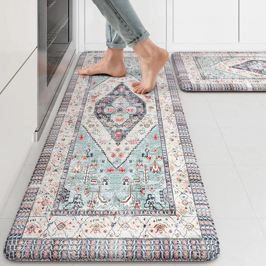 Farmhouse Kitchen Mats,Anti Fatigue Kitchen Rugs Sets of 2, Non Slip Waterproof Kitchen Floor Mats, Ergonomic