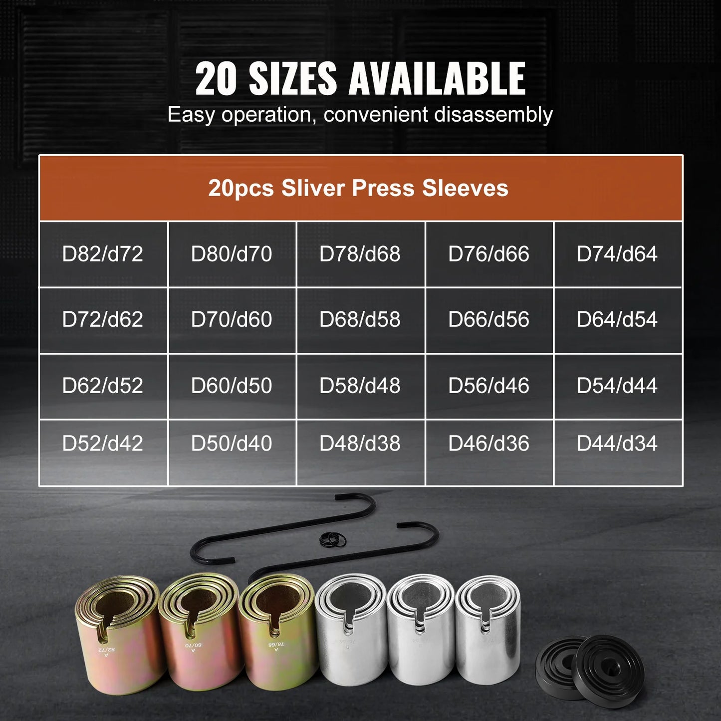SucceBuy 26 PCS Pull Press Sleeve Kit Steel Bush Bearing Removal Installation Set Bush Removal Insertion Sleeve Tools with Case
