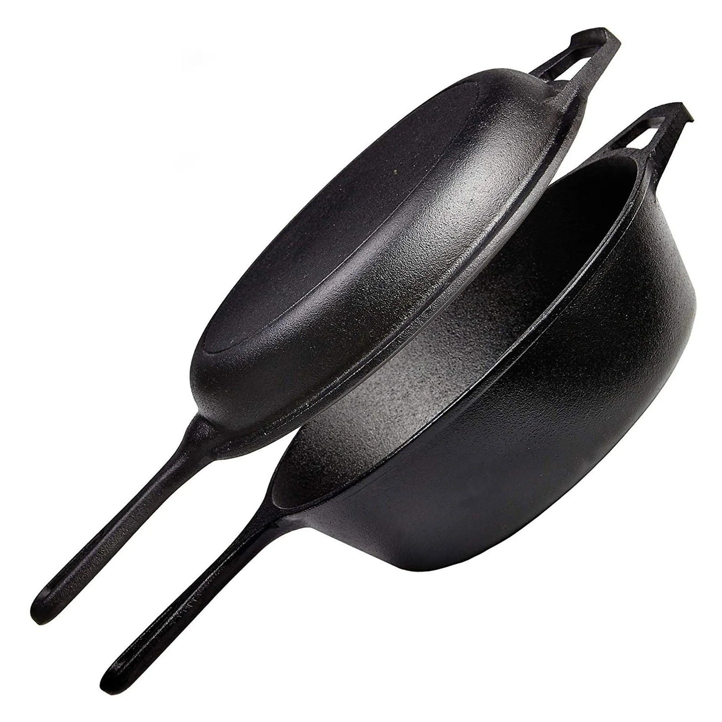 Dutch Oven and Skillet Combo Preseasoned Cast Iron Set 2 in 1
