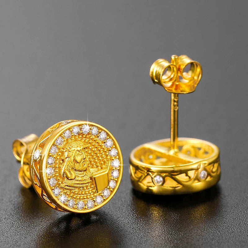 10mm Moissanite Round Stud Earrings 925 Silver D Color VVS