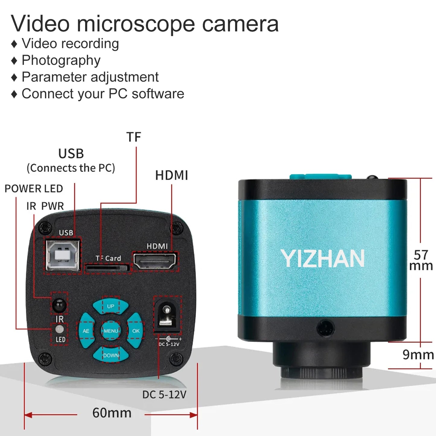 YIZHAN 48MP 4K Electronics Soldering Microscope Full HD 1080P HDMI Camera USB Software 1-150x Lens Stand Shipping From Europe