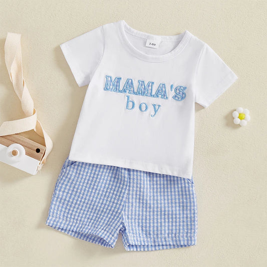 Toddler Boys Casual Outfits Printed Short Sleeve T-Shirt and Elastic Waist Shorts Set for Summer 2 Piece Clothing Set