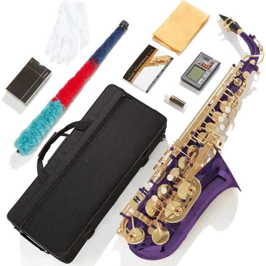 Woodwind Instruments Alto Saxophone - Case, Tuner, Mouthpiece, 10 Reeds Pocketbook- Purple E Flat Musical Instruments Saxophones
