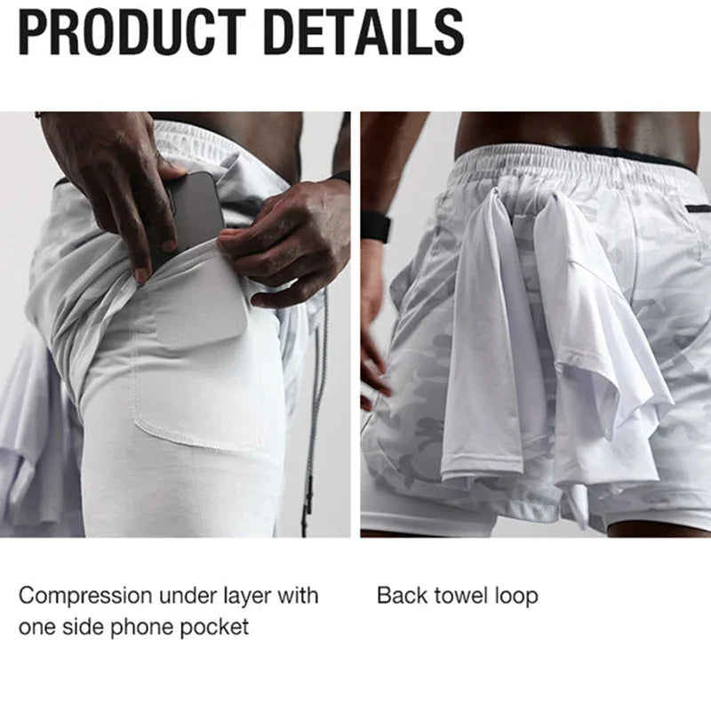 Cross 2 In 1 Workout Shorts For Men With Phone Pocket