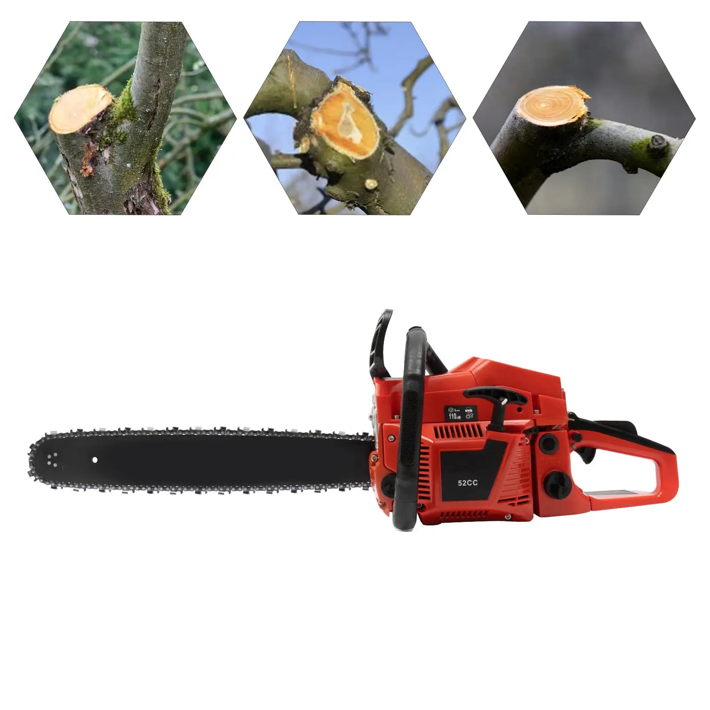 52Cc 2-Cycle Gas Powered Chainsaw 20 Inch 2.95Hp Ergonomic Handles & Multi-Angle Cutting Handheld Cordless Chainsaws for Wood Cu