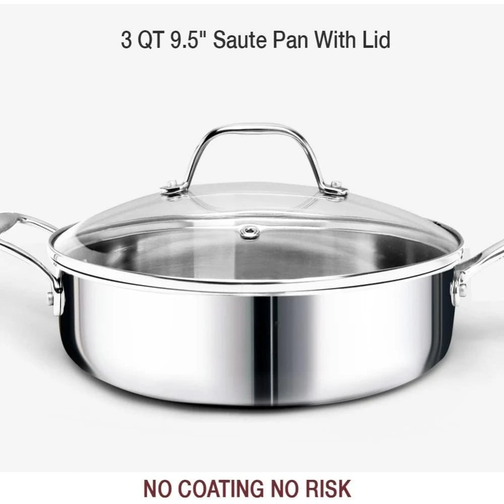 14 Piece Stainless Steel Cookware Set Whole Clad 3 Ply