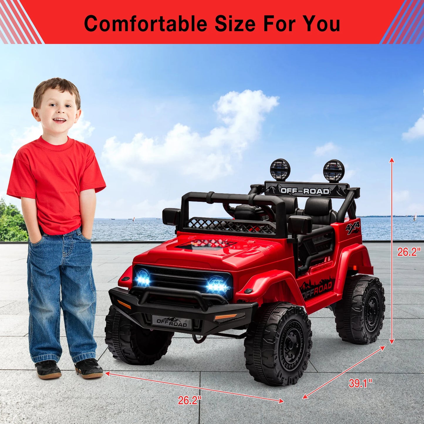 12V Kids Ride On Toy Mini Truck Electric Play Car with Parent Remote Control 4-Wheel Suspension Bluetooth Speaker Birthday Gifts