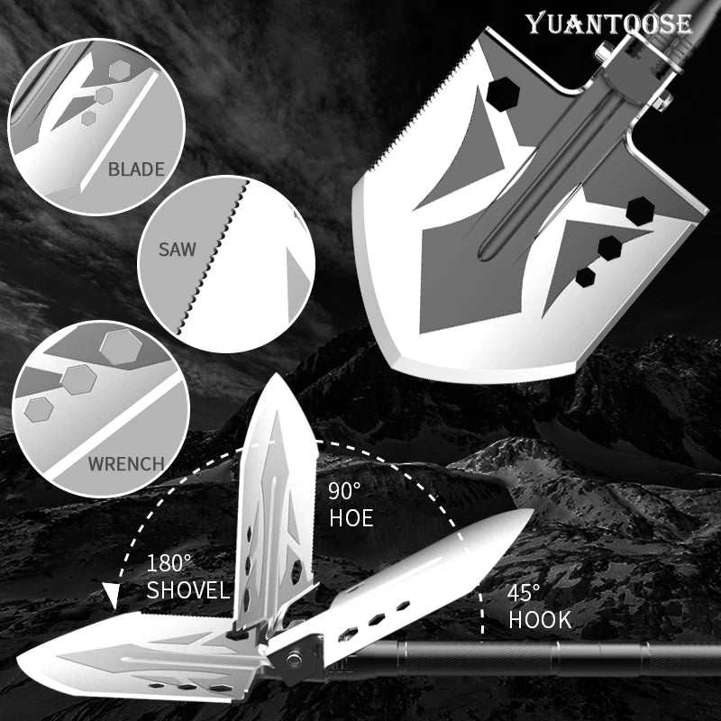 The Multifunctional Backcountry Camping Tool Includes Foldable Shovel Foldable axe Survival Kit.