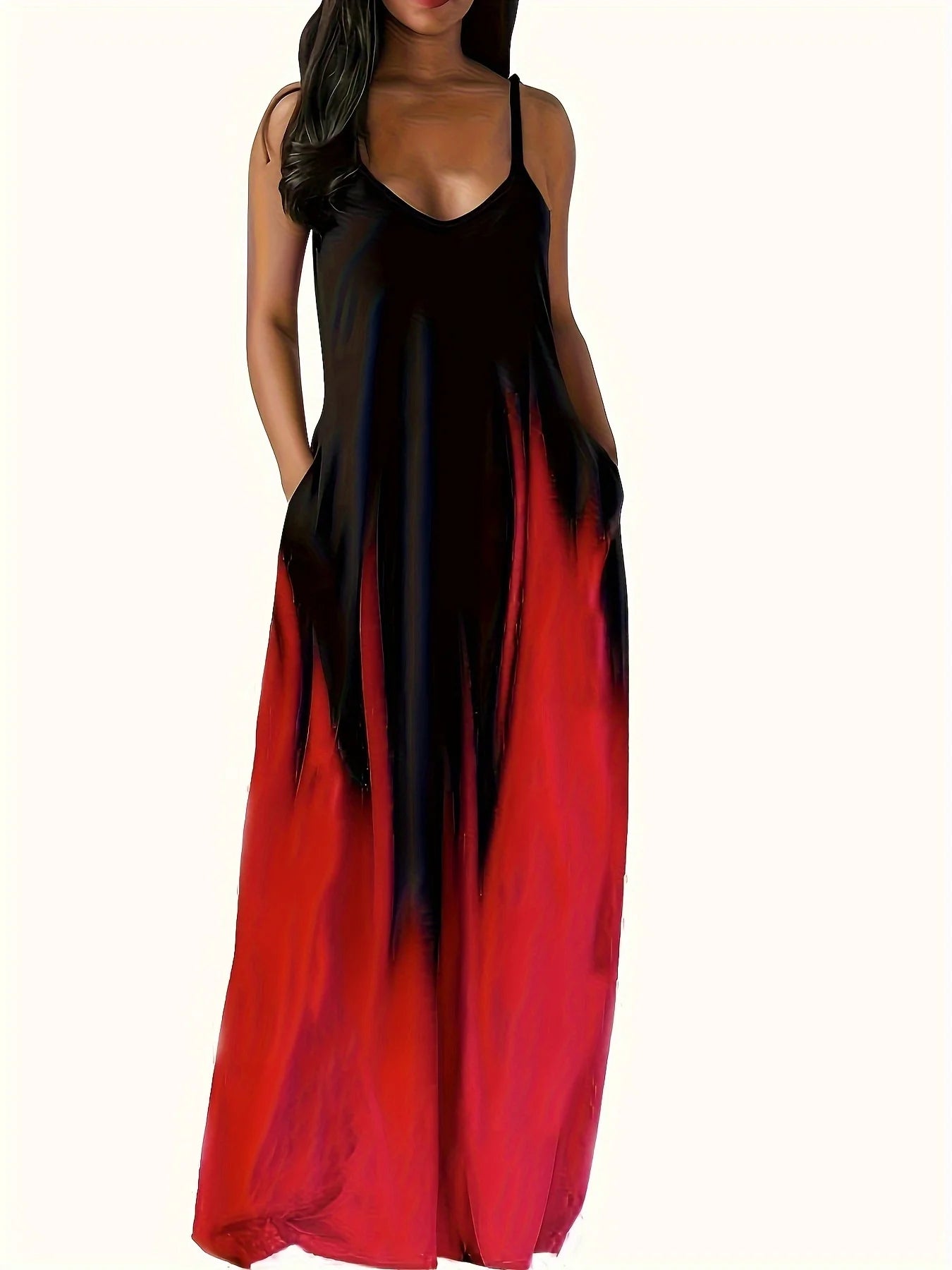 Plus size Summer cool style camisole long dress abstract fashion print temperament street dress