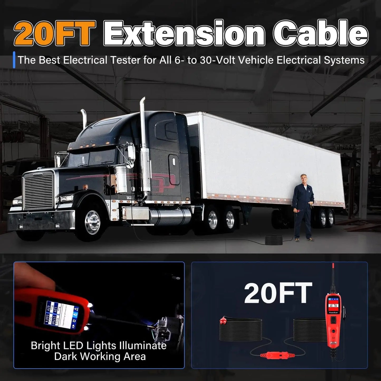 Autel PowerScan PS100 Automotive Circuit Tester 12-24V Power Circuit Probe Tool Electrical Short Open Circuit Finder Test Tool