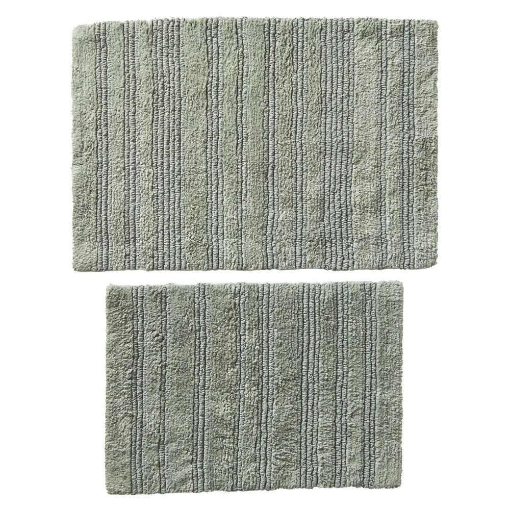Reversible Cotton Bath Mat Set Ultra Soft Absorbent Machine Washable 2 Piece Rugs Bathroom Floor Protection