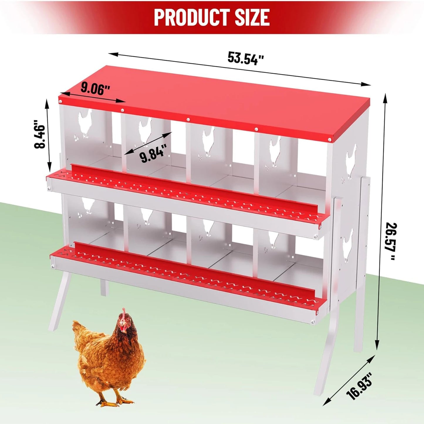 Chicken Nesting Box with Bracket Legs 6 8 10 Compartment Metal Chicken Laying Boxes for Chicken Coop Hens