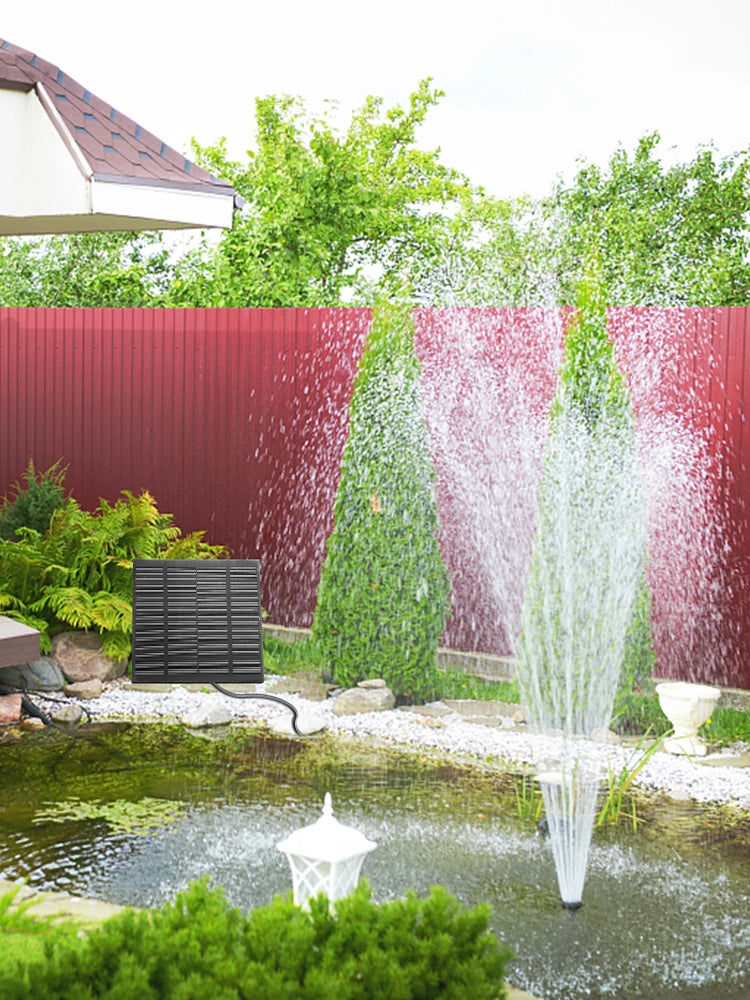1.5W Solar Fountain with Panel Water Pump with 6 Nozzles Solar Panel Kit Water Pump Energy Saving for Outdoor Fish Tank Aquarium