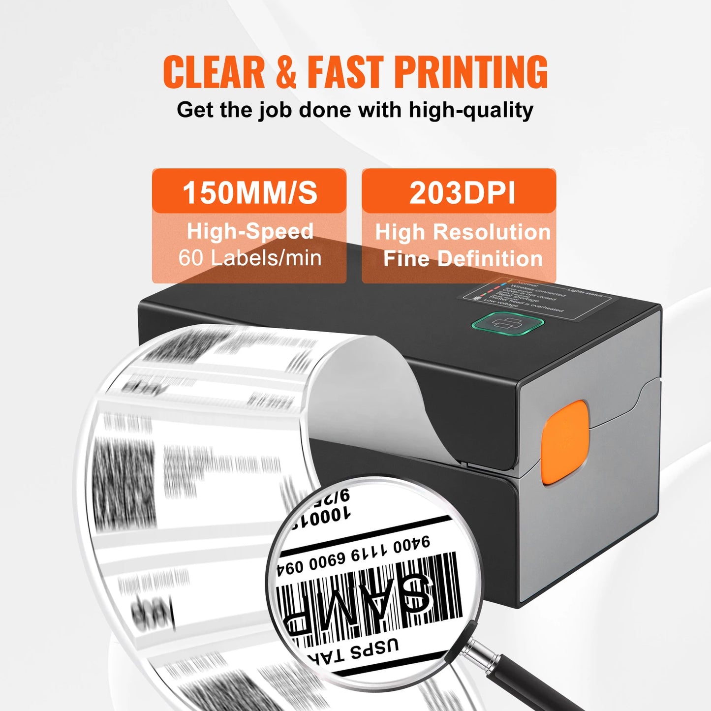 SucceBuy Thermal Label Printer Portable 300DPI for 4x6 Mailing Packages Printing w/ Bluetooth & Automatic Label Recognition