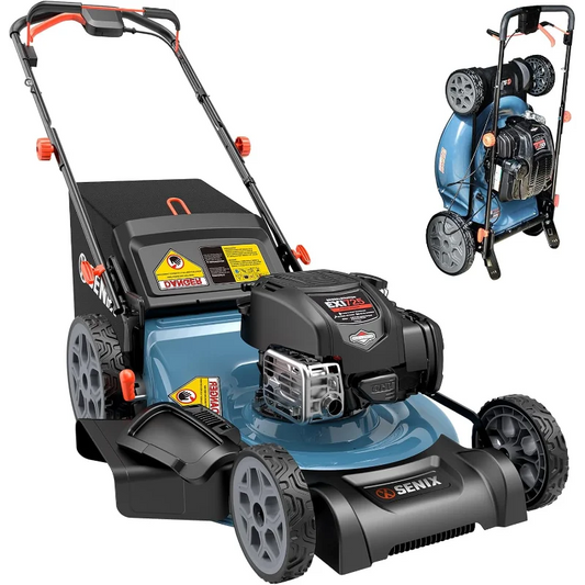 SENIX LSSG-H2 22-Inch Self Propelled Gas Lawn Mower with 163 cc 4-Cycle Engine, 3-in-1 Rear Wheel Drive Variable Speed Lawnmower