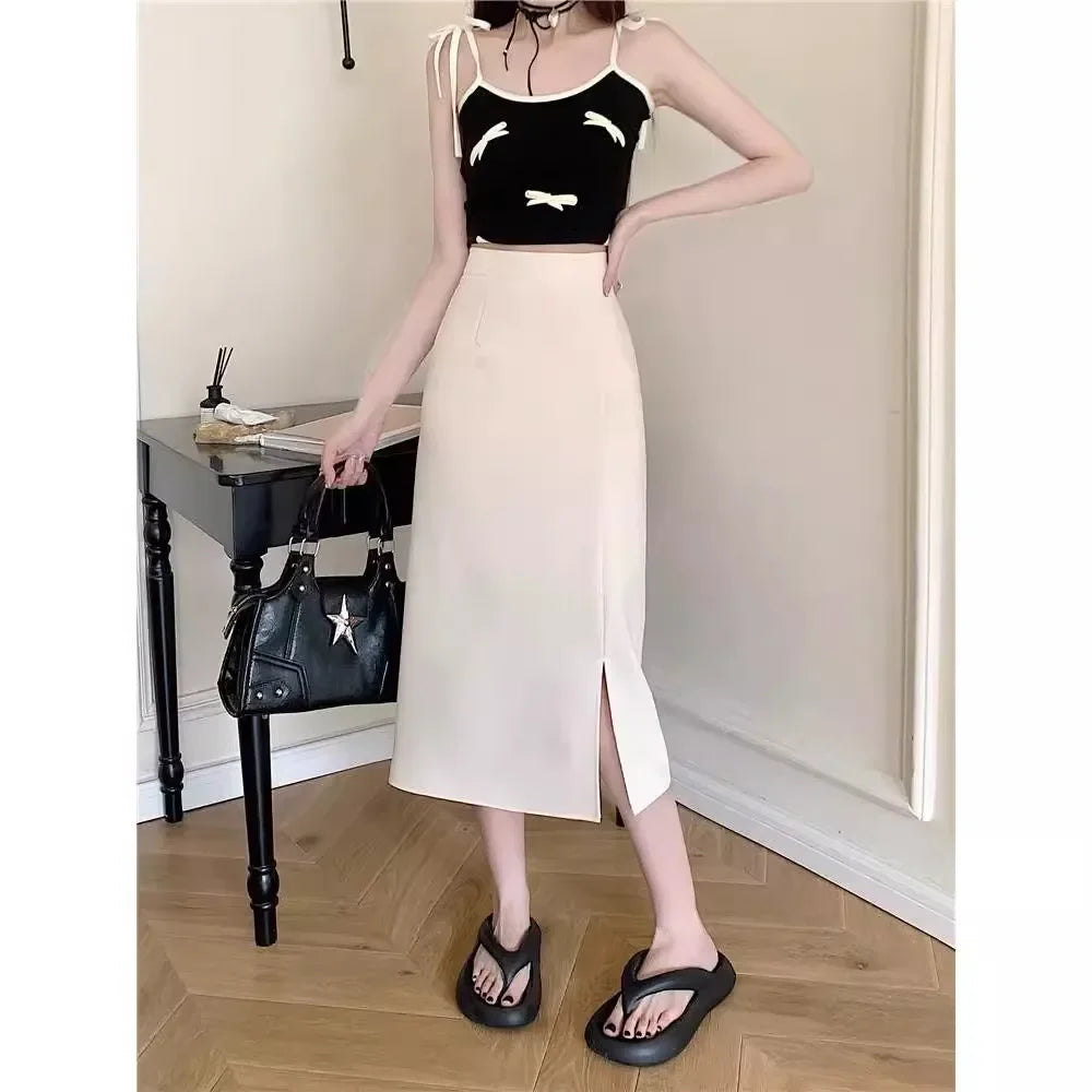 Plus Size Casual Skirt For Women High-waisted Medium-length A- line Long Dress Slimming Design Sensibility Niche Summer New A...
