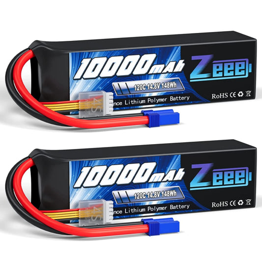 2pcs Zeee 3/4S Lipo Battery 14.8V 120C 10000mAh Softcase with EC5 Plug for RC Car Tank Truck Train FPV Drone RC Racing Parts