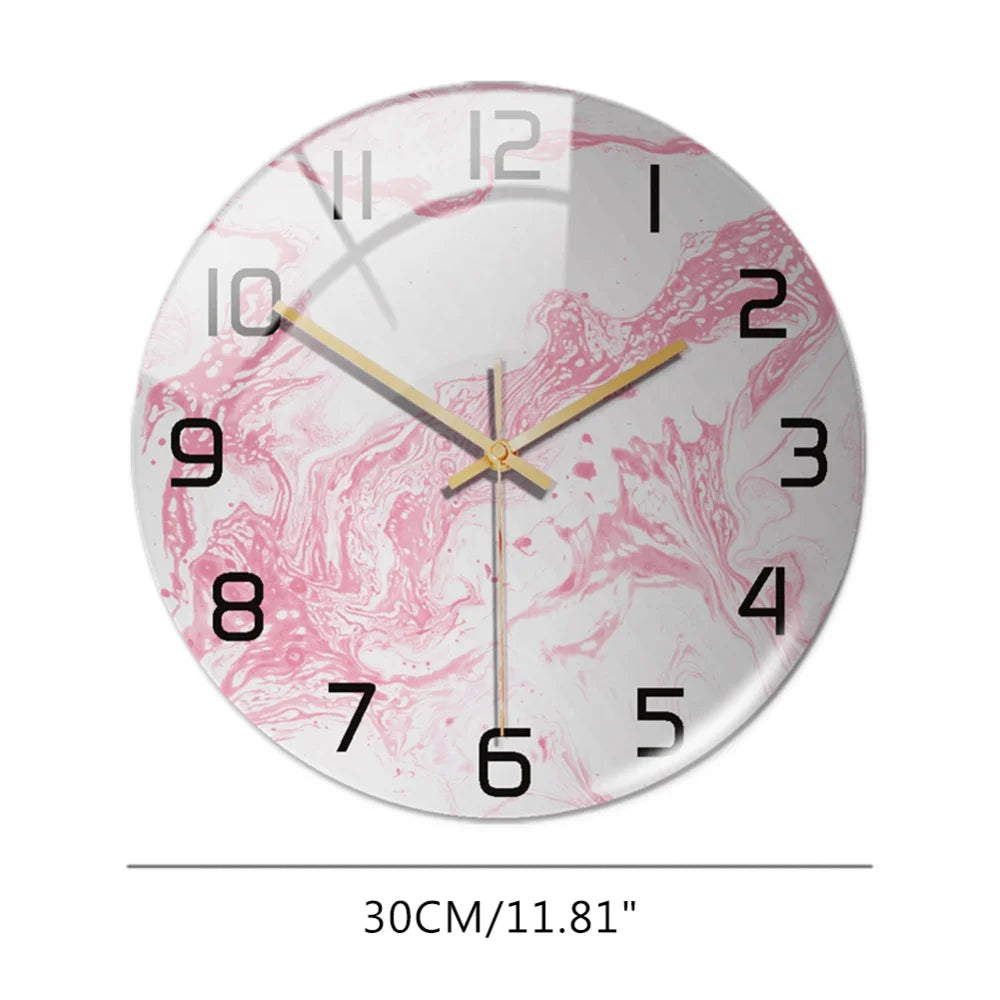 Luxury 3D Acrylic Black Gold Marble Pattern Wall Adhesive Clock Metal Needle Silent Clock Mechanism Modern Living Room Home Deco