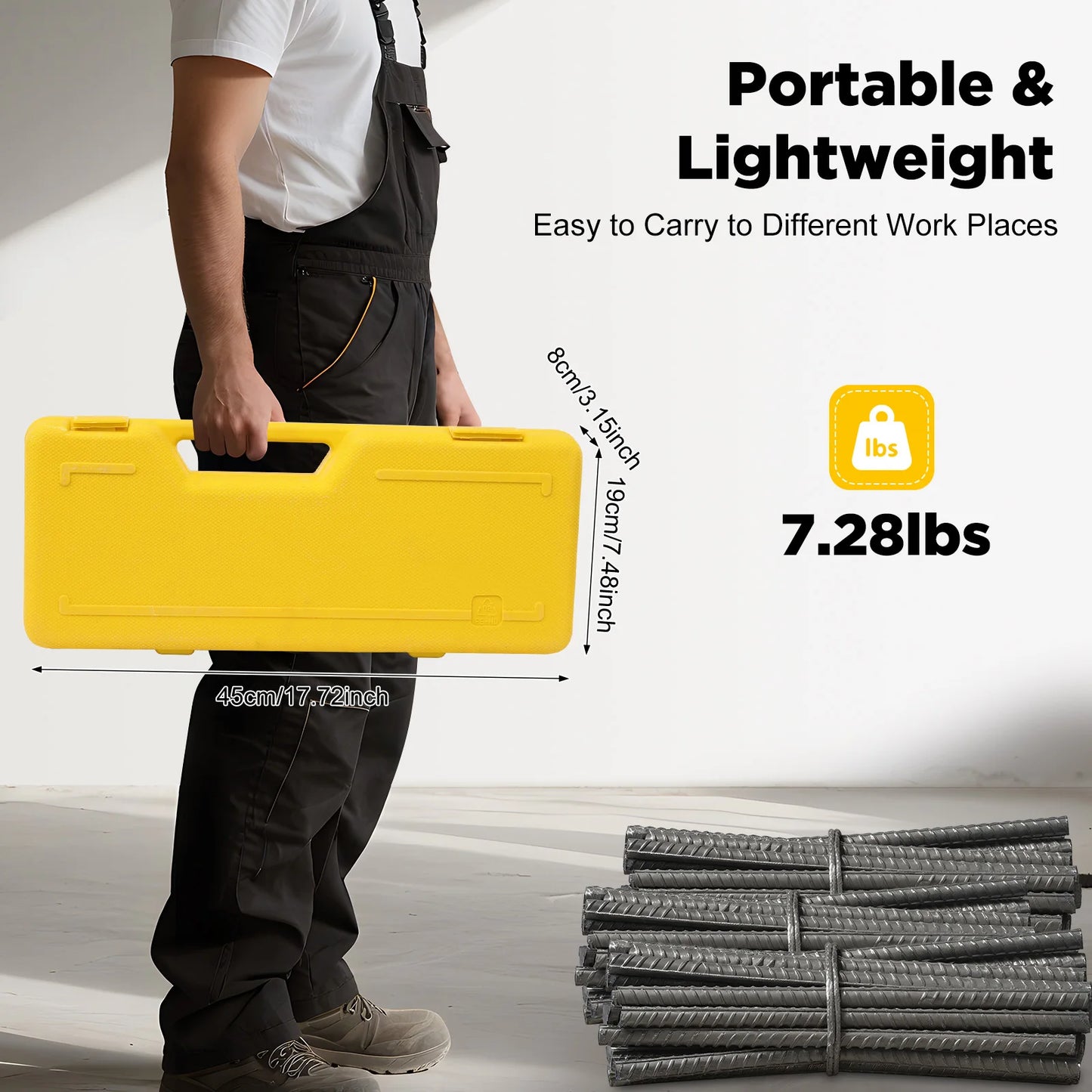 Hydraulic Rebar Cutter with Portable Box, Hydraulic Bolt Cutter, 8 Tone Steel Cutter 4-16 mm,  Industrial Reinforcement Cutter