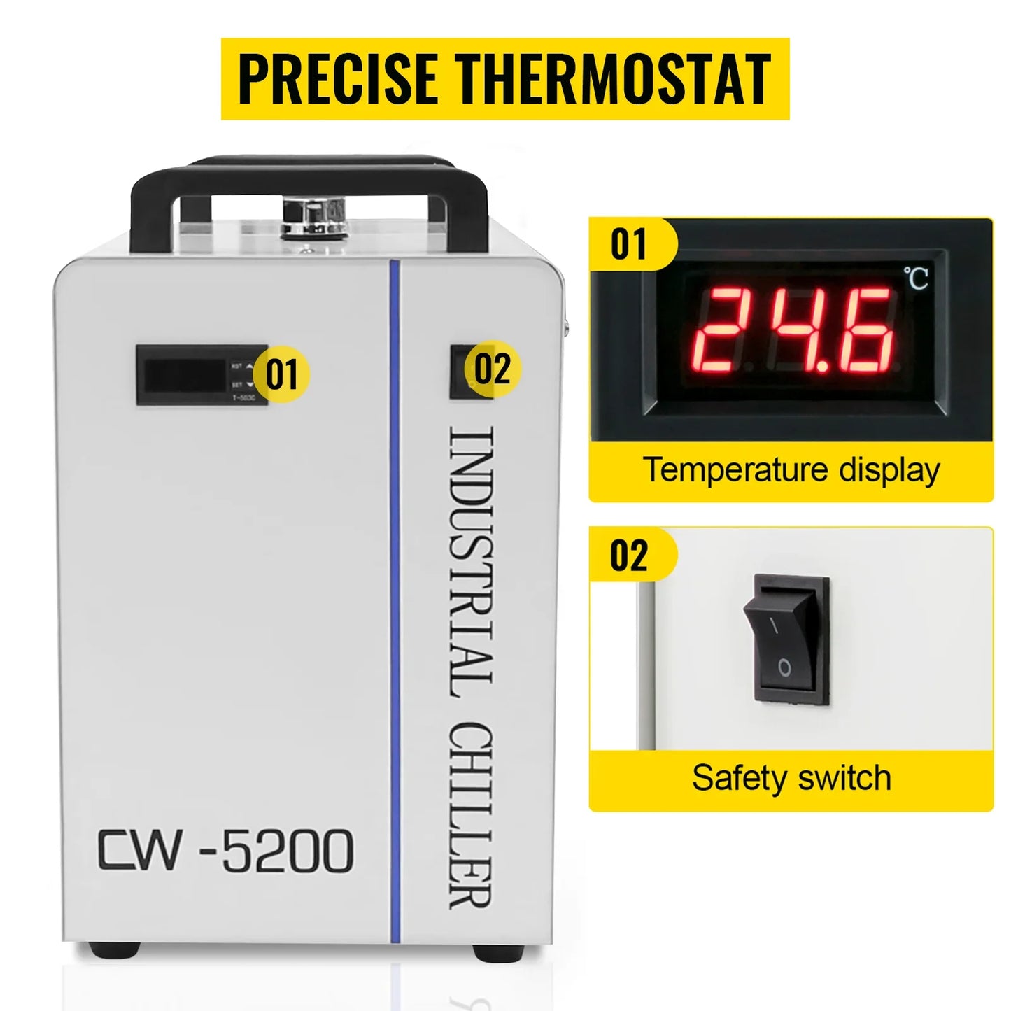 VEVOR CNC Industrial Water Chiller CW-5200 CW-5000 Laser Engraver Machine Water Cooler For 80W-130W CO2 Glass Laser Tube Cooling