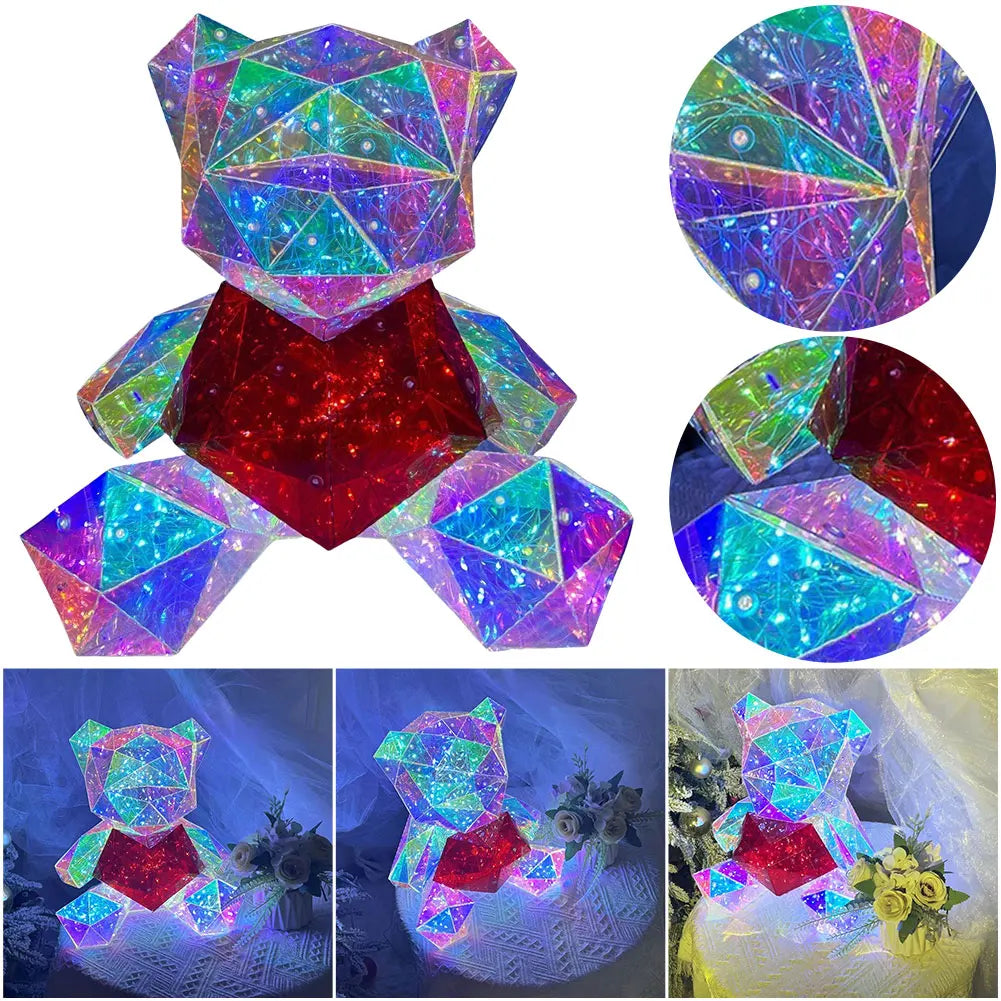 LED Light Up Teddy Bear Doll Valentine's Day Gift 20cm Romantic Surprise Bear Lamp Anniversary Birthday Gifts Bedroom Decor