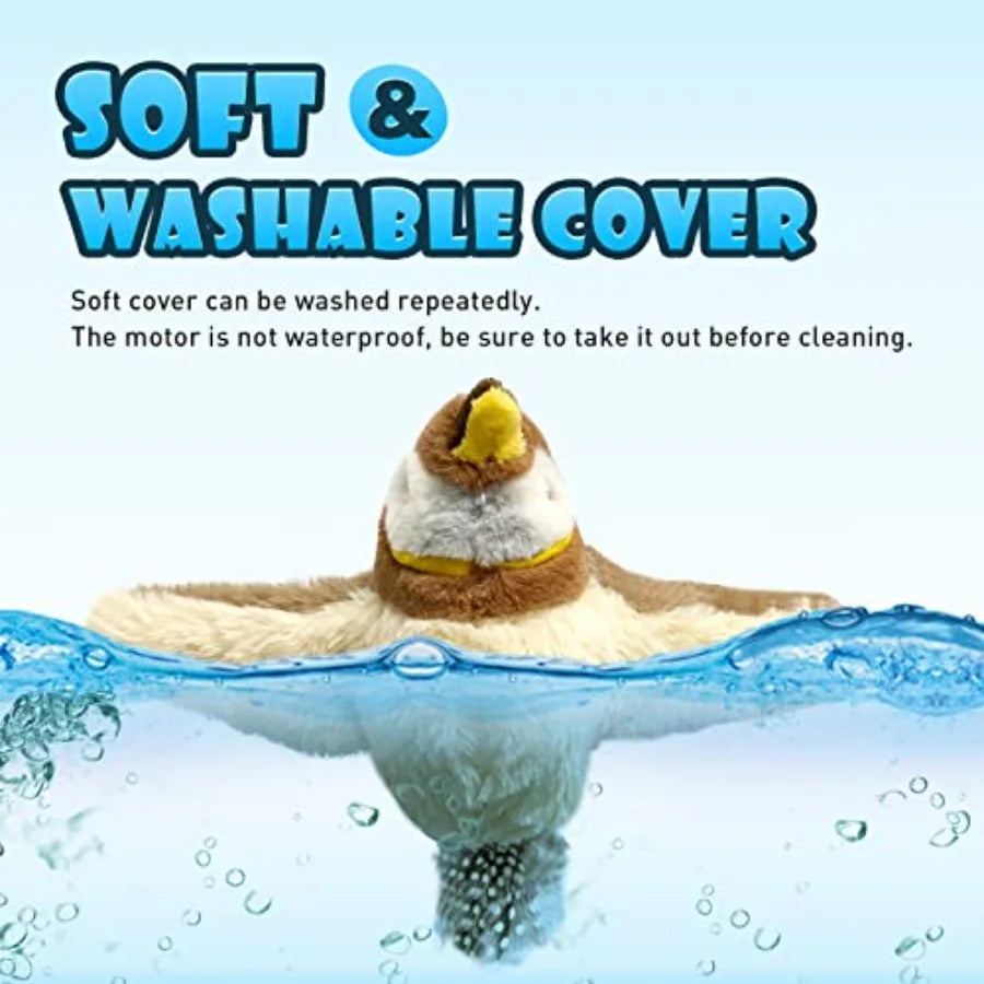 Cat Toys Flapping Wings Sparrow No Flying Chirping Bird Interactive Catnip Toy for Kitten or Small Dogs Touch Activated Recharg