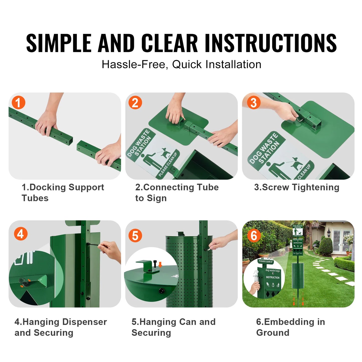 SucceBuy Dog Waste Station with Hand Wash Bottle Commercial Dog Poop Station Bag Dispenser Dog Waste Disposal System for Outdoor