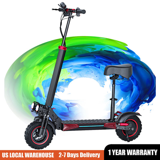 Foldable 1200W Electric Scooter with Seat for Adults, 11'' Off-road Tires, Dual Brake and Suspension System Commuter E-scooter