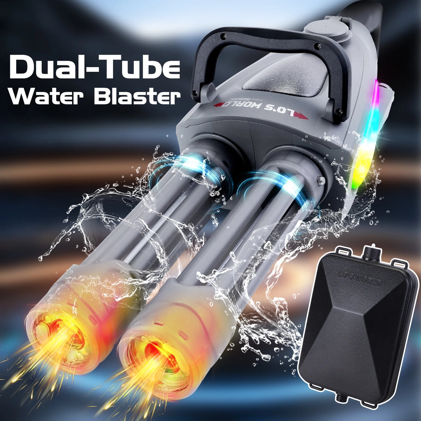 Gatling Electric Water Gun Toy For Kids Aged 8-12 Double Barrel Water Blaster Toy With Backpack Gift For Children Adults