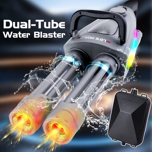 Gatling Electric Water Gun Toy For Kids Aged 8-12 Double Barrel Water Blaster Toy With Backpack Gift For Children Adults