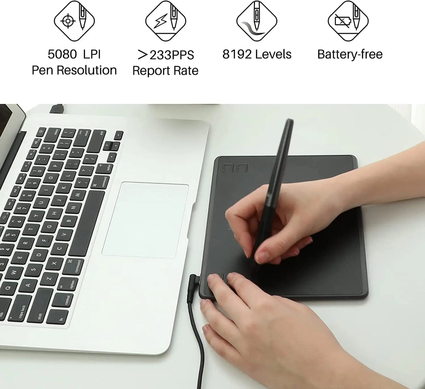 HUION HS64 6x4 Inches Graphic Drawing Tablets Phone Tablet Painting Tools with Battery-Free Stylus for Android Windows and macOS