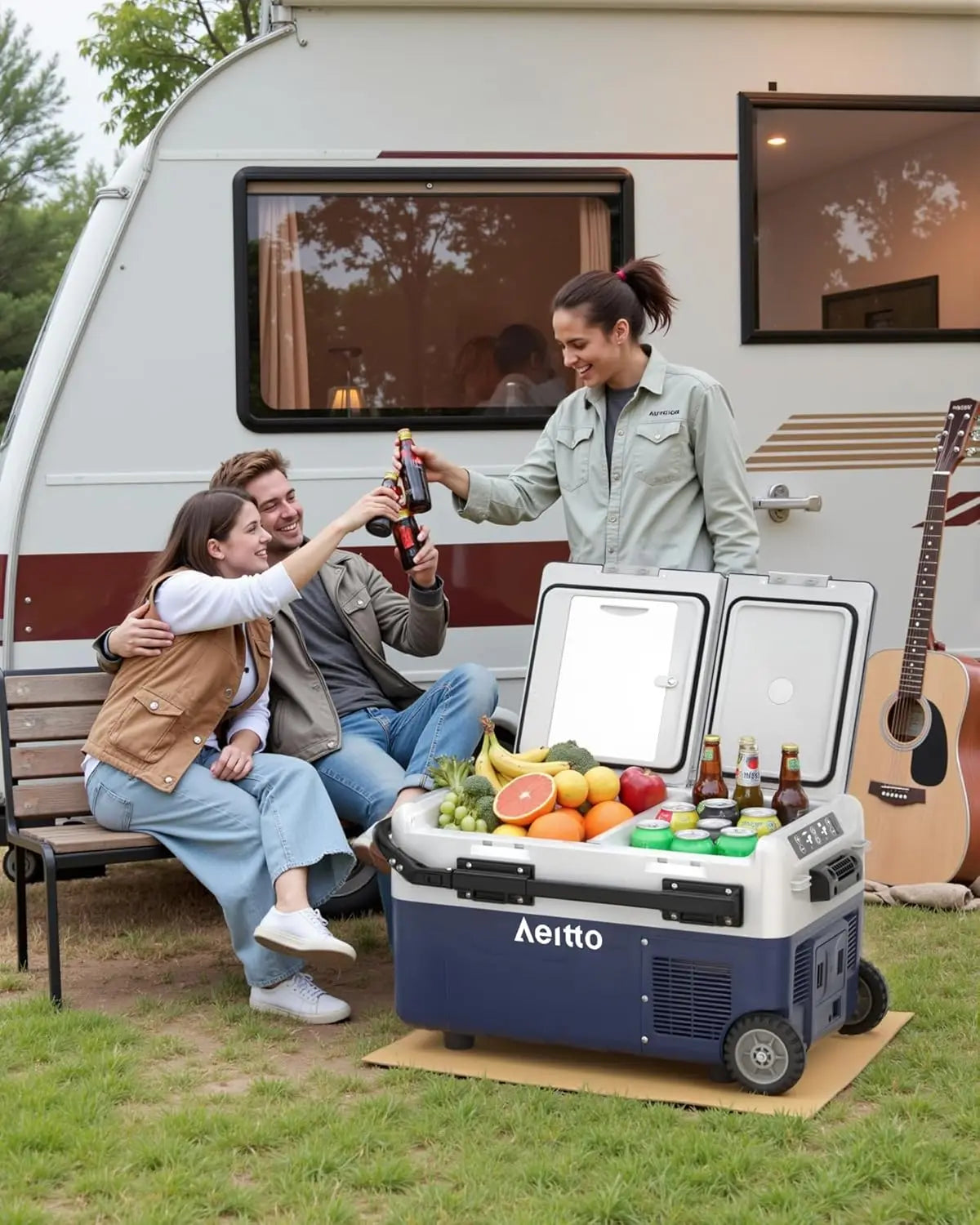12 Volt Car Refrigerator, 32QT(30L) Dual Zone Portable Car Fridge Freezer -4℉-68℉ Electric Cooler Dual Temp Control Cooling Free