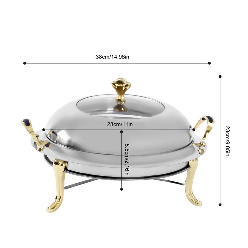 Stainless Steel Round Buffet Warmer Lid And Fuel Holder